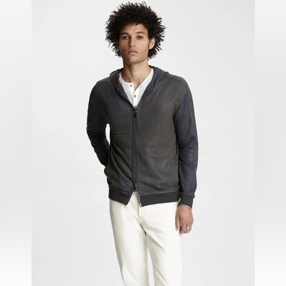 John Varvatos Tonal Zip-Up Hoodie $498 Size Large.